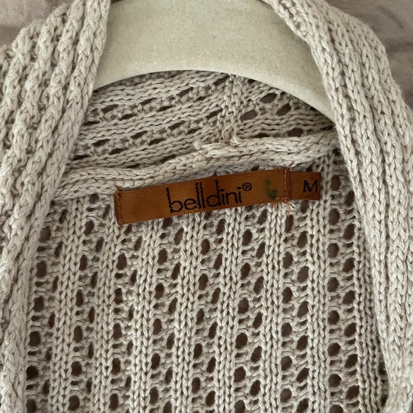 Beige Long Knit Cardigan Boho Tan Crochet Duster - Picture 6 of 6